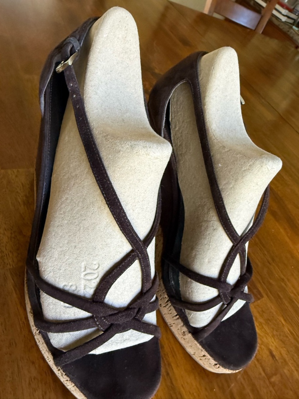 Prada Sandal Dark Brown Suede Wedge with Ankle Buckle - Picture 9 of 9